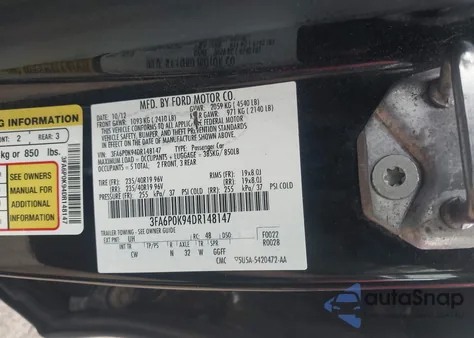 2013 Ford Fusion Titanium z USA, uszkodzony, nr VIN 3FA6P0K94DR148147